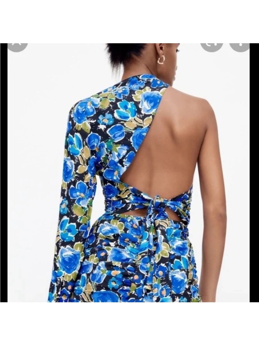 Zara Blue Floral One-Shoulder Backless Top